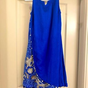 Blue chiffon layered dress.